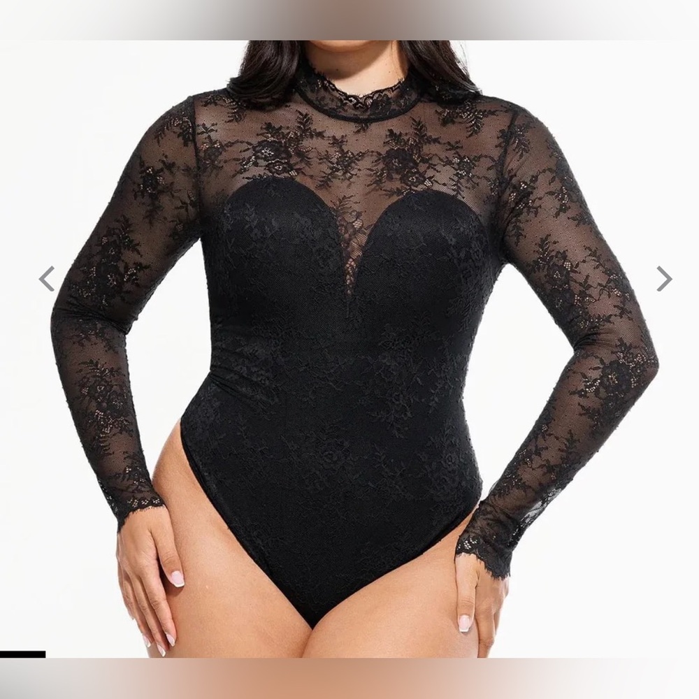 Black Lace Long-Sleeve Bodysuit Popilush gorgeous and fancy,  new no tag, XL